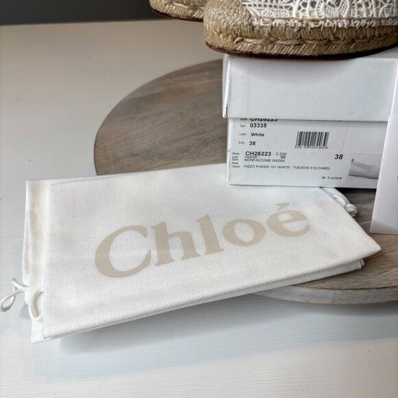Chloé Fabri Lace Espadrilles White 38 Women's Designer Shoes NIB Box Dust Bag - Picture 4 of 13